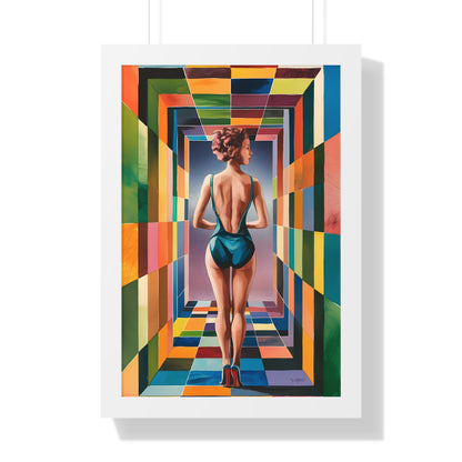 A woman in a color tunnel
