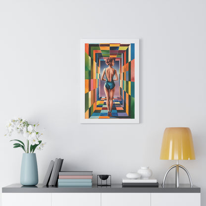 A woman in a color tunnel
