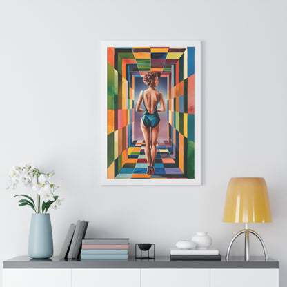 A woman in a color tunnel