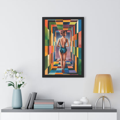 A woman in a color tunnel