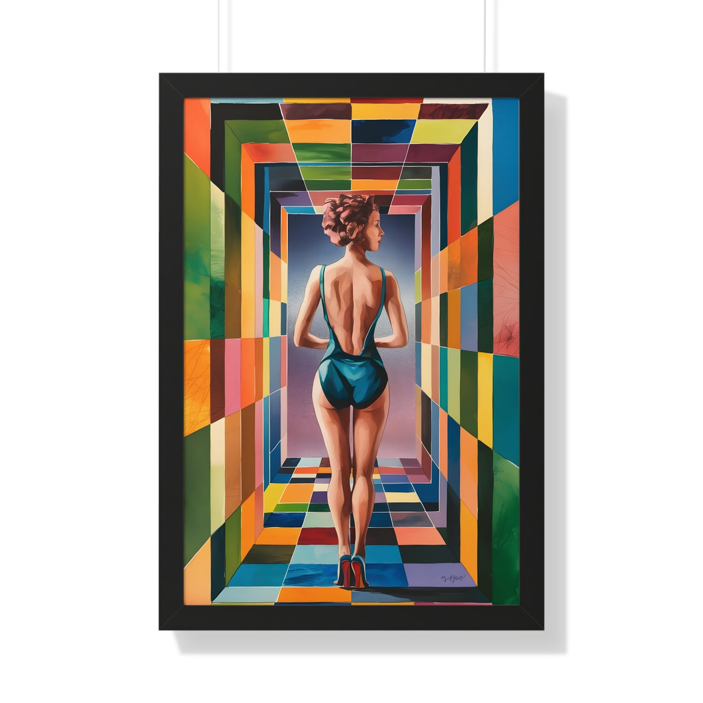A woman in a color tunnel
