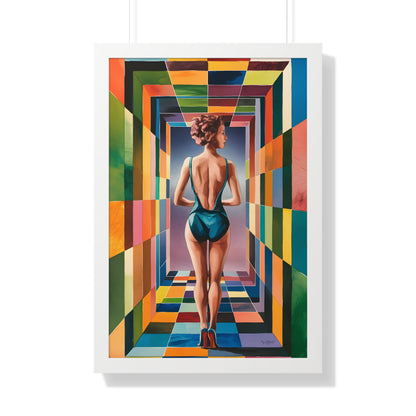 A woman in a color tunnel